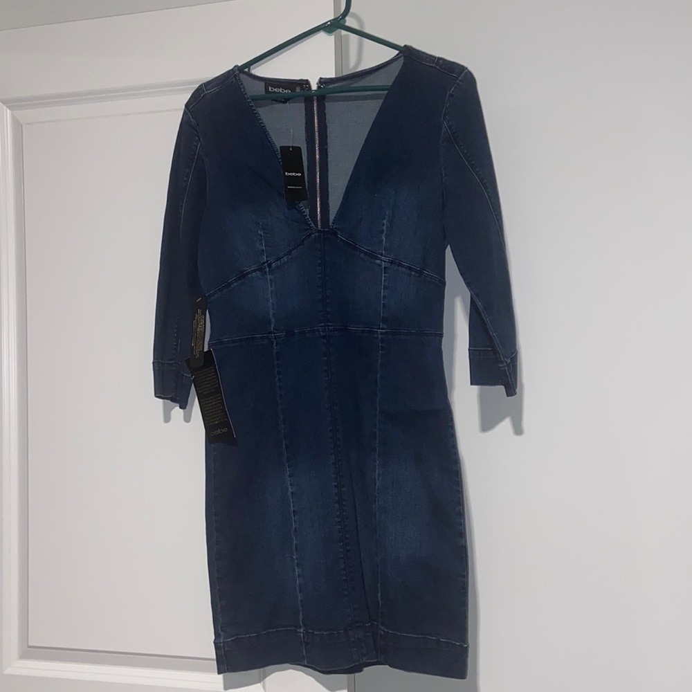 Denim deep V Dress